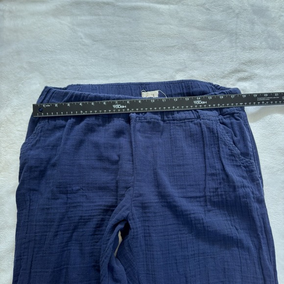 Pact Navy Organic Cotton Gauze Pull On Wide Leg Split Hem Pants Size Large - Picture 11 of 12